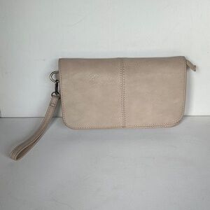 Joy Susan Everly Flap Crossbody Gray/Brown in color